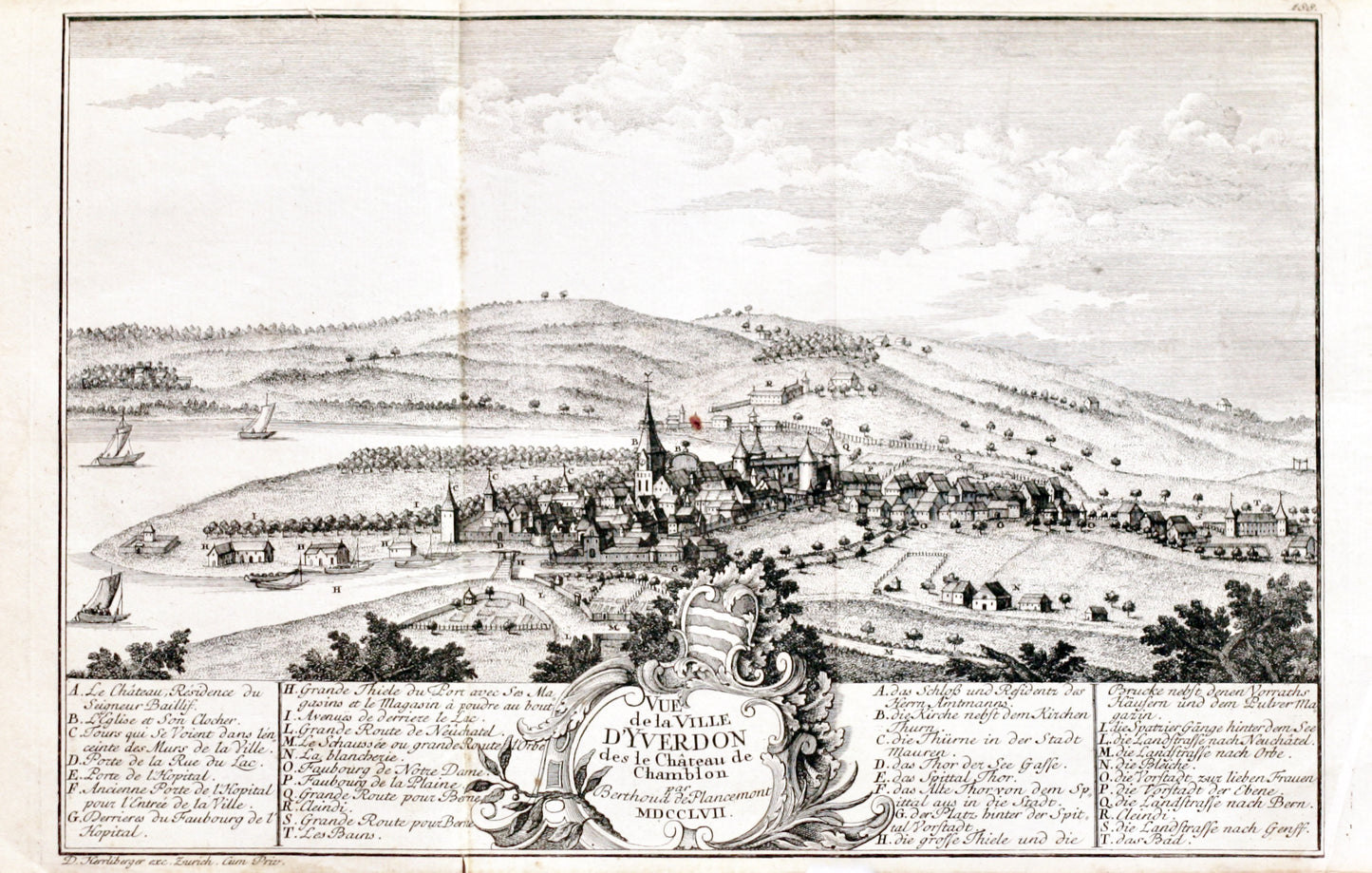 Vue de la Ville d'Yverdon des le Château de Chamblon