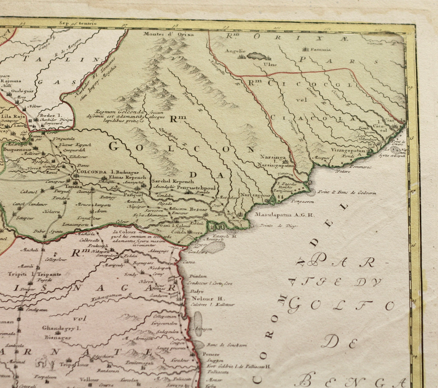 Indien handkolorierter Kupferstich