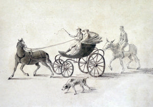 Kutsche mit Pferd und Hund