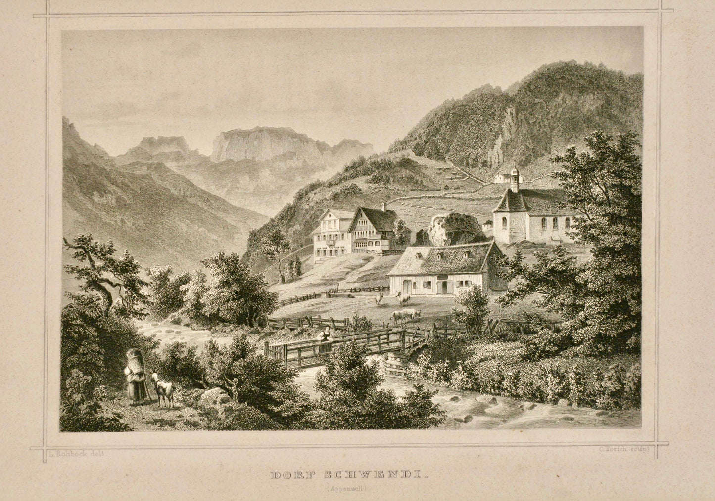 Dorf Schwendi Stahlstich