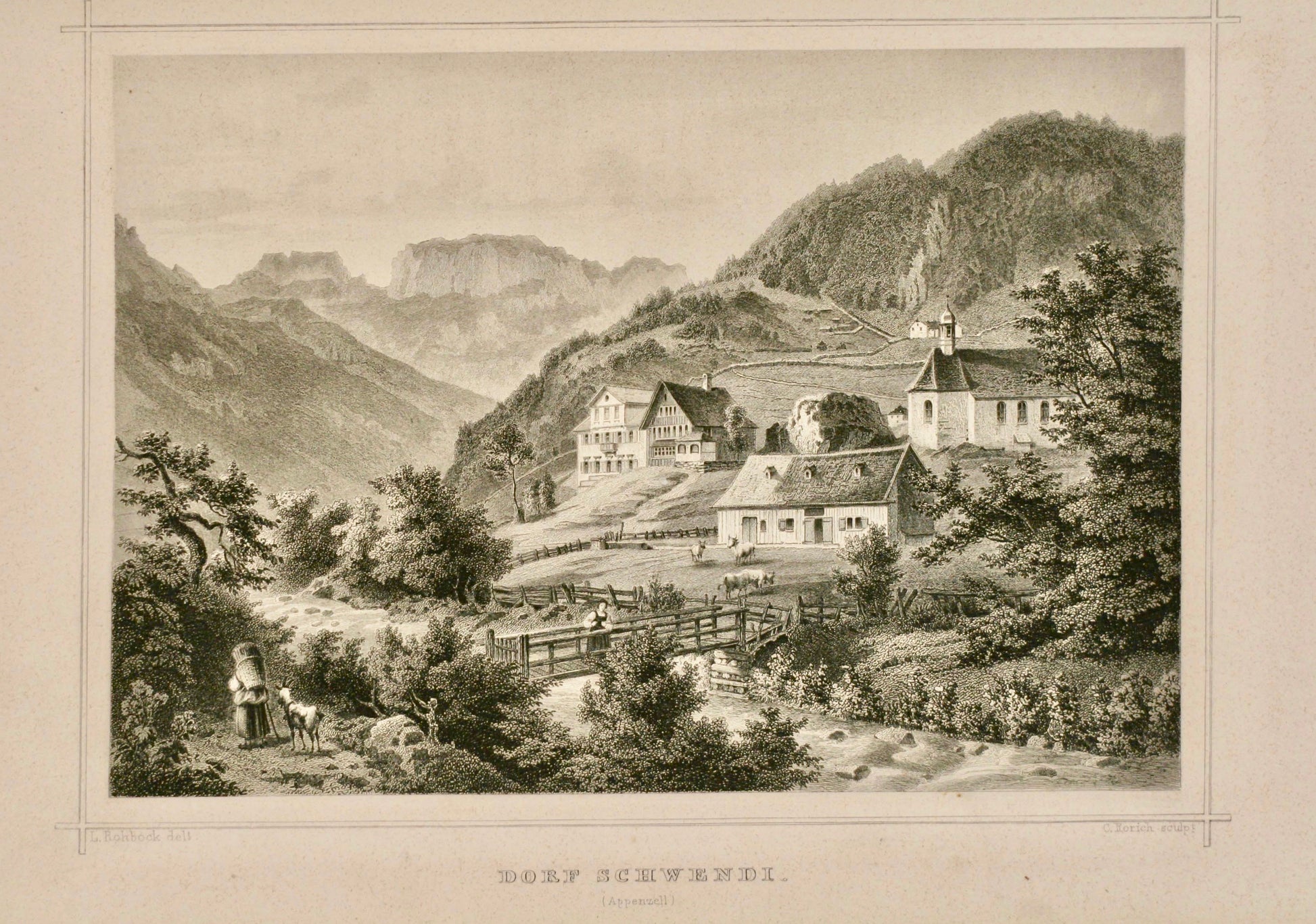 Dorf Schwendi Stahlstich
