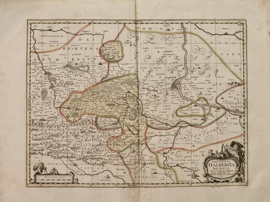 Halberstadt handkolorierter Kupferstich