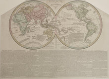 Weltkarte kolorierter Kupferstich
