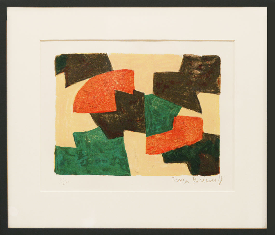 Serge Poliakoff - Composition verte, beige, rouge et brune